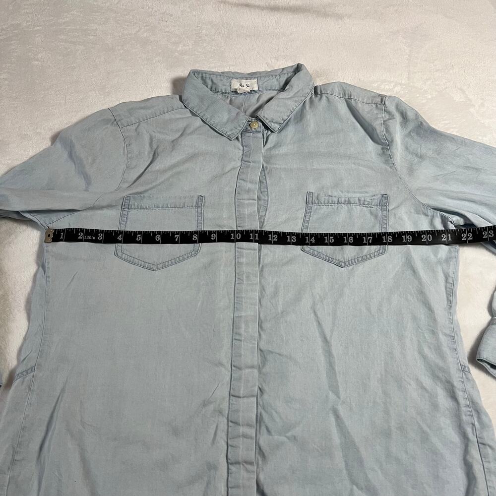 Per Se Women's Tencel Button Up Shirt w/ Split Back Size XL Tunic Lightweight - Picture 8 of 11